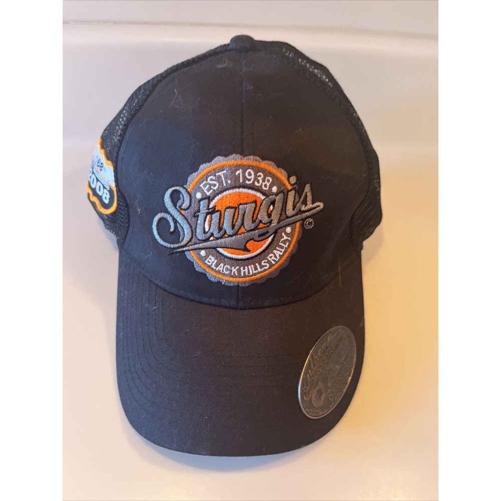 2008 Sturgis Rally Adjustable Hat Black Bottle Opener "Shift Happens"